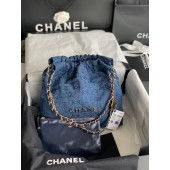 Replica CHANEL 22 HANDBAG Denim AS3260 blue&gold JK2280ui32