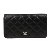 Replica Chanel Bi-Fold Wallet Black Original Sheepskin A31509 Silver JK1490ls37