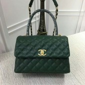 Replica Chanel Caviar Leather Top Handle Bag 92991 Green JK5826iF91