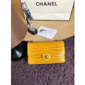 Replica Chanel Classic Flap Bag Original Alligator & Gold-Tone Metal A01112 lemon JK4385ij65