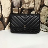 Replica Chanel Classic Flap Bags Black Original Sheepskin Leather 33815 Glod JK5900EO56