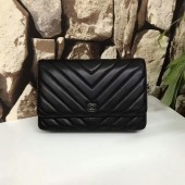 Replica Chanel Classic Flap Bags Black Original Sheepskin Leather 33815 Silver JK5899Xe44