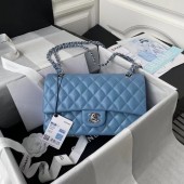 Replica chanel classic handbag Lambskin & silver Metal A01112 blue JK3113Sf59