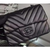 Replica Chanel Classic mini Flap Bag Black Chevron Sheepskin Leather A68748 Black JK628it96