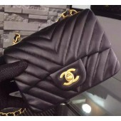 Replica Chanel Classic mini Flap Bag Black Chevron Sheepskin Leather A68748 Gold JK629zR45