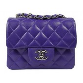 Replica Chanel Classic MINI Flap Bag Violet Original Sheep Leather CF1115 Silver JK947cK54