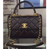 Replica Chanel Classic Top Flap Bag Black Original Leather A98079 Gold JK249TN94