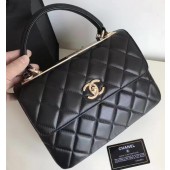 Replica Chanel Classic Top Flap Bag Black Original Sheepskin Leather A92236 Gold JK44Hd81