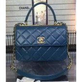 Replica Chanel Classic Top Flap Bag Original Sheepskin Leather A92236 Blue JK349BJ25