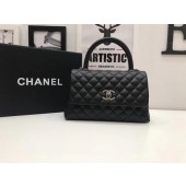 Replica Chanel Classic Top Handle Bag Black Original Leather A92991 Silver JK5676ls37