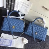 Replica Chanel Classic Top Handle Bag Original Cannage Pattern A96901 Blue JK5598KG80