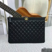 Replica Chanel Clutch Bag Black Caviar Leather 7010 Gold JK5535EO56