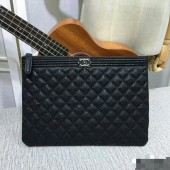 Replica Chanel Clutch Bag Black Caviar Leather 7010 Silver JK5534Xe44