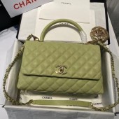 Replica Chanel coco flap bag with top handle A92991 Avocado Green JK3478Sf59