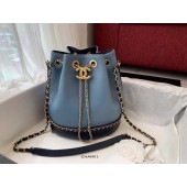 Replica Chanel drawstring bag Calfskin & Gold-Tone Metal AS0373 blue JK4804Xe44