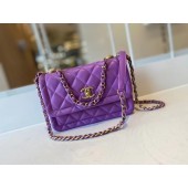 Replica Chanel flap bag Calfskin & Gold-Tone Metal AS2055 purple JK3779YP94