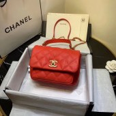 Replica Chanel flap bag Grained Calfskin & Gold-Tone Metal AS1155 red JK4340Ix66