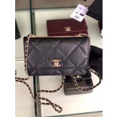 Replica Chanel flap bag Lambskin & Gold-Tone Metal 3798 black JK4595Hd81