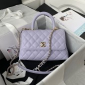 Replica Chanel flap bag with top handle Grained Calfskin gold-Tone Metal A92990 light purple JK2966UD97