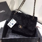 Replica Chanel flap bag Wool sheepskin &Gold-Tone Metal AS1063 black JK4403cK54