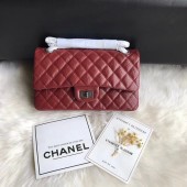 Replica Chanel Flap Original Cowhide Leather 30225 red Silver chain JK5115ij65