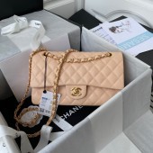 Replica Chanel Flap Shoulder Bag Grained Calfskin A01112 gold-Tone Metal Apricot JK2949XB19