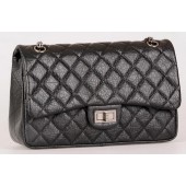 Replica Chanel Jumbo Classic Flap Bag Black Calfskin Leather A28668 Silver JK446aG44