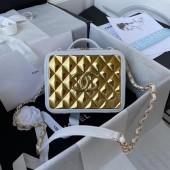 Replica Chanel Lambskin Crystal Calfskin & Gold-Tone Metal Cosmetic Bag AS2900 white JK2994AP18