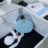 Replica Chanel lambskin top handle bag AP27301 blue JK2447HB48