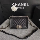 Replica Chanel Le Boy Flap Shoulder Bag Original Caviar Leather P67085 black silver Buckle JK5210Vi77