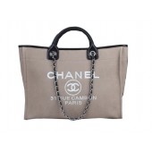 Replica Chanel Medium Canvas Tote Shopping Bag A02042 Khaki JK1055Ye83