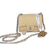 Replica Chanel mini Classic Flap Bag Apricot Cannage Pattern 1115 Silver JK1079BJ25