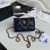 Replica Chanel mini flap bag Sheepskin & Gold-Tone Metal AP1738 royal blue JK3622rH96