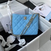 Replica Chanel Shoulder Bag Grained Calfskin&Gold-Tone Metal AS3223 blue JK2493Ac56