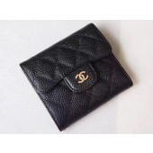 Replica Chanel Tri-Fold Wallet Cannage Pattern Leather A48981 Black JK1444BJ25