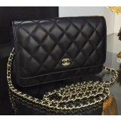 Replica Chanel WOC mini Flap Bag Black Sheepskin A5373 Gold JK92ec82