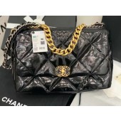 Replica Cheap chanel 19 large flap bag Waxed skin AS1162 black JK3584Mq48