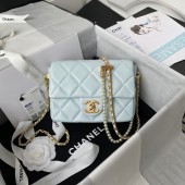 Replica Designer Chanel Lambskin Flap Shoulder Bag Original leather AS2855 light blue JK2703Bb80