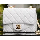 Replica High Quality Chanel Classic MINI Flap Bag White Sheepskin A37585 Gold JK732Jh90