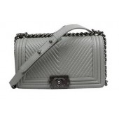 Replica Top Boy Chanel Flap Shoulder Bag Herringbone Stitching A92493 Grey JK985Vx24