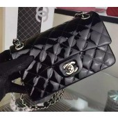 Replica Top Chanel 2.55 Series Double Flap Bag Black Original Patent Leather CF7024 Silver JK283Cq58