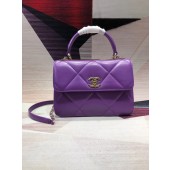 Replica Top Chanel CC original lambskin top handle flap bag A92236 purple&Gold-Tone Metal JK4469Cq58