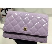 Replica Top Chanel WOC mini Flap Bag Patent Leather A33814P Lavender JK151ll80