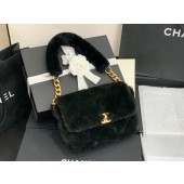 Top Chanel flap bag Shearling Lambskin & Gold-Tone Metal AS2240 black JK3829lE56