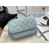 Top Chanel small flap bag Calfskin & Gold-Tone Metal A93749 sky blue JK2734lE56