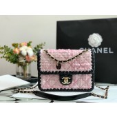 Top CHANEL Tweed Braided Calfskin & Gold-Tone Metal AS6075 pink JK2698yq38